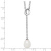 20" Sterling Silver Rhodium-plated 8-9mm White Rice Freshwater Cultured Pearl Adjust. Necklace