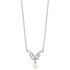 16.5" Sterling Silver Rhodium-plated 8-9mm White Freshwater Cultured Pearl CZ w/1in ext. Necklace