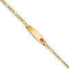 7" 14k Yellow Gold Medical Soft Diamond-Shape Red Enamel ID with Hollow Link Bracelet XM556FC-7 with Free Engraving