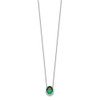 18" 14k White Gold Oval Created Emerald/Diamond 18in. Halo Necklace