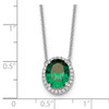 18" 14k White Gold Oval Created Emerald/Diamond 18in. Halo Necklace