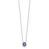 18" 14k White Gold Oval Created Sapphire/Diamond 18in. Halo Necklace