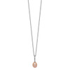 17" Sterling Silver Rhodium-plated 7-8mm Pink Freshwater Cultured Pearl CZ Necklace