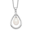 17" Sterling Silver Rhodium-plated 7-8mm White Freshwater Cultured Pearl Pendant Necklace