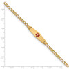 8" 14k Yellow Gold Medical Soft Diamond-Shape Red Enamel ID with Semi-Solid Cuban Bracelet XM557CC-8 with Free Engraving