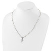 18" Sterling Silver Rhodium-plated 4-5mm White Freshwater Cultured Pearl CZ Cross Necklace