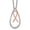 18" 14k Two-tone Gold Diamond Awareness Ribbon in Teardrop Necklace