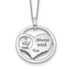 18" Sterling Silver Rhodium-plated Crystal Angel Enamel Heart Necklace