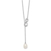 24" Sterling Silver Rhodium-plated 7-8mm Freshwater Cultured Pearl Infinity Lariat Drop Necklace