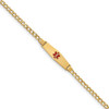 7" 14k Yellow Gold Medical Soft Diamond-Shape Red Enamel ID Bracelet XM557CC-7 with Free Engraving