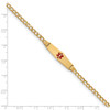 7" 14k Yellow Gold Medical Soft Diamond-Shape Red Enamel ID Bracelet XM557CC-7 with Free Engraving