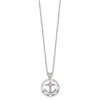 17.5" Sterling Silver Enameled Pink & Clear CZ Cross Necklace