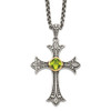 18" Shey Couture Sterling Silver with 14K Accent 18 Inch Antiqued Diamond and Cushion Bezel Peridot Necklace