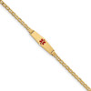 8" 14k Yellow Gold Medical Soft Diamond-Shape Red Enamel ID w Semi-Solid Anchor Bracelet XM558CC-8 with Free Engraving