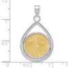 14kw Polished Lightweight Tear Drop Prong Mounted 1/10oz American Eagle Coin Bezel Pendant