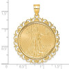 14K Yellow Gold Polished Fancy Prong Mounted 1/2oz American Eagle Coin Bezel Pendant