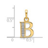 14K Yellow Gold with Rhodium-plating Diamond Letter B Initial Pendant