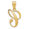 14K Yellow Gold Script Letter C Initial Pendant with Diamond