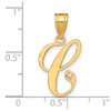 14K Yellow Gold Script Letter C Initial Pendant with Diamond