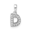 14K White Gold Diamond Letter D Initial with Bail Pendant