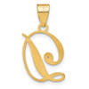 14K Yellow Gold Script Letter D Initial Pendant with Diamond