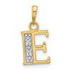 14K Yellow Gold with Rhodium-plating Diamond Letter E Initial Pendant