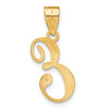 14K Yellow Gold Script Letter E Initial Pendant with Diamond