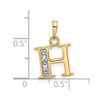 14K Yellow Gold with Rhodium-plating Diamond Letter H Initial Pendant