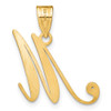 14K Yellow Gold Script Letter M Initial Pendant with Diamond