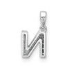 14K White Gold Diamond Letter N Initial with Bail Pendant