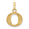 14K Yellow Gold with Rhodium-plating Diamond Letter O Initial Pendant