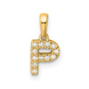 14K Yellow Gold Diamond Letter P Initial with Bail Pendant