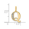 14K Yellow Gold Diamond Letter Q Initial Pendant