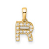 14K Yellow Gold Diamond Letter R Initial with Bail Pendant