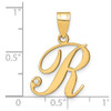 14K Yellow Gold Script Letter R Initial Pendant with Diamond