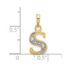 14K Yellow Gold with Rhodium-plating Diamond Letter S Initial Pendant