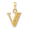 14K Yellow Gold with Rhodium-plating Diamond Letter V Initial Pendant