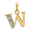 14K Yellow Gold with Rhodium-plating Diamond Letter W Initial Pendant