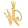 14K Yellow Gold Script Letter W Initial Pendant with Diamond