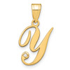 14K Yellow Gold Script Letter Y Initial Pendant with Diamond