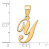 14K Yellow Gold Script Letter Y Initial Pendant with Diamond