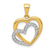 10K Yellow Gold w/ Rhodium-plating Diamond Entwined Hearts Pendant