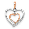 10K White & Rose Gold Heart Charm Diamond Heart Pendant