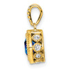 10K Yellow Gold Cushion Sapphire and Diamond Pendant