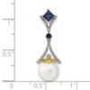 14K Yellow Gold Diamond 8-9mm Round Freshwater Cultured Pearl/Created Sapphire Chain Slide Pendant