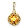 10K Yellow Gold Cushion Citrine and Diamond Pendant