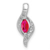 10k White Gold Diamond and Marquise .25ctw Ruby Pendant