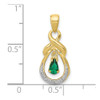 10K Yellow Gold Pear Emerald and Diamond Pendant