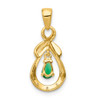 10K Yellow Gold Pear Emerald and Diamond Pendant