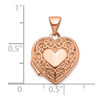 10k Rose Gold 15mm Scroll Heart Locket Pendant